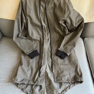 Never-worn olive street trench/duster